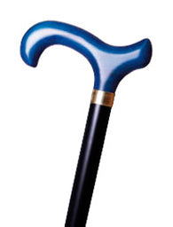 Canne De Marche Derby Fixe Bleu/Bois